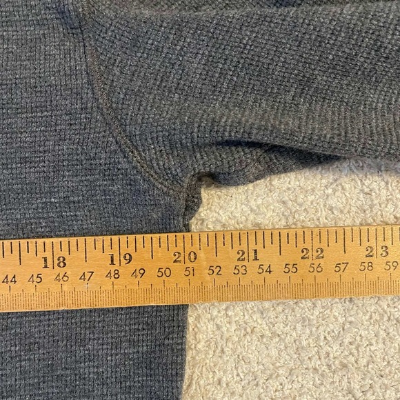 Polo Ralph Lauren Mens Medium Dark Gray Waffle Knit Thermal Long Sleeve Crewneck - Picture 6 of 7
